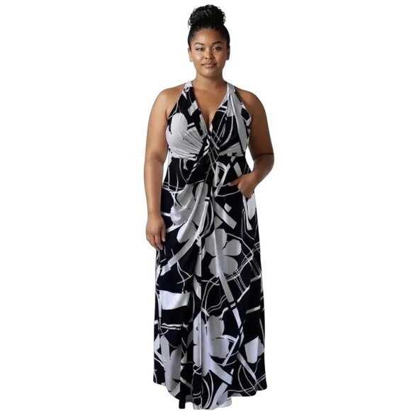 Lane Bryant Simply Chic Collection Sleeveless Maxi Dress Size 18/20 Black & Whit - Picture 2 of 10